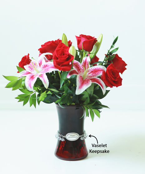 Vase Of Life - Happy Anniversary-Red Roses